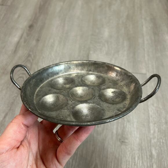 Vintage Escargot Tray- mini- decor vanity silver toned tray France unique - Picture 2 of 5